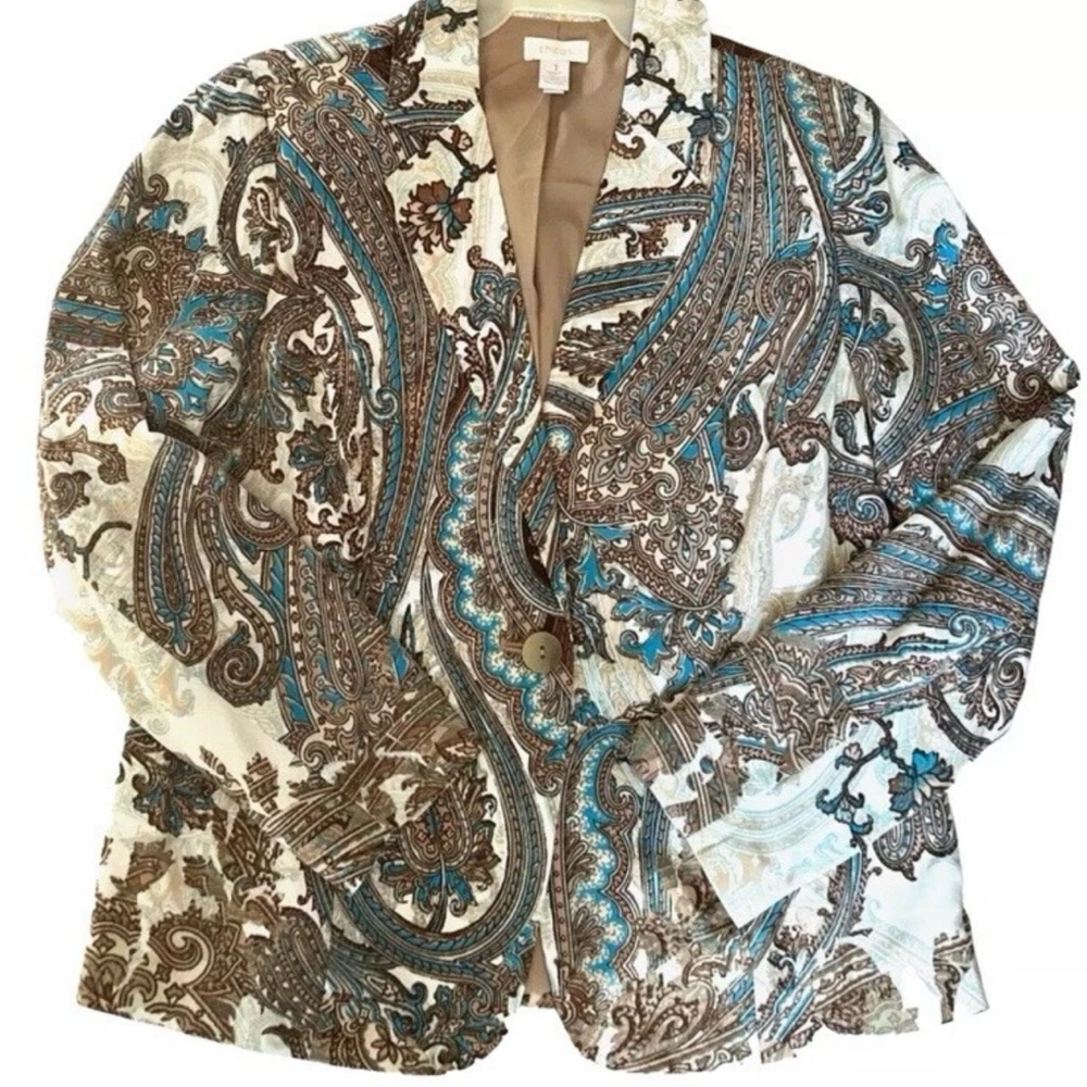 Chicos Paisley Print Blazer Jacket Chicos size 1, Womans size 10